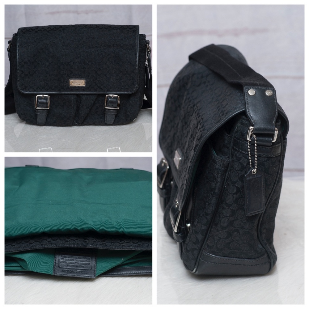 Black Coach Bag Iconic C Pattern Authentic Tote